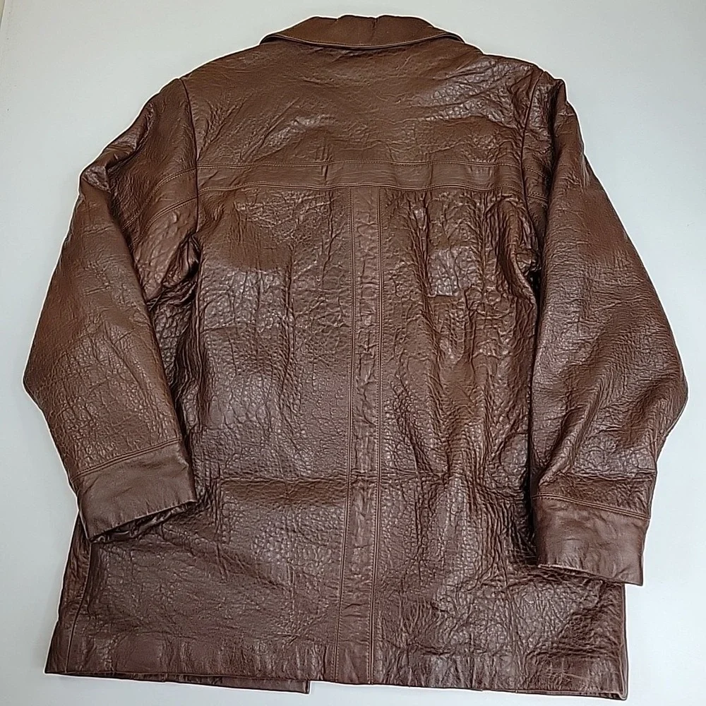 Vintage Wilson's The Leather‎ Experts Brown Leather Jacket Size S Button Front - Picture 8 of 9